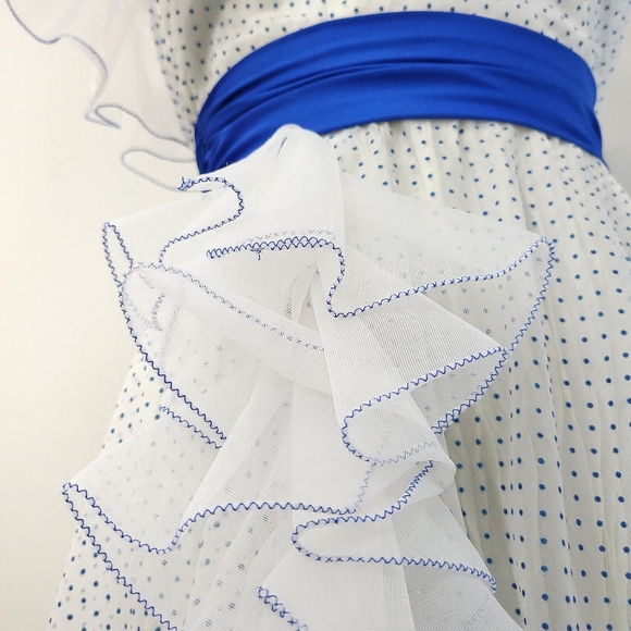 Vintage Bridgerton Maxamilist Swiss Dot Assymetric Ruffle Maxi Dress - Picture 5 of 14